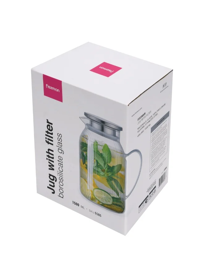 Fissman  Jug 1500 ml with Filter (Borosilicate Glass)  | Best Price UAE